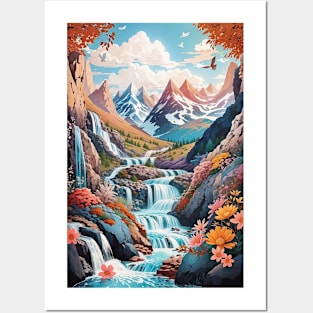 Forest mountains illustration Posters and Art